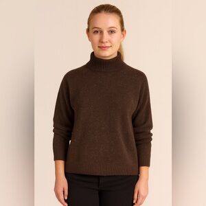 ✨ Kinross 100% Cashmere Brown Speckled Turtleneck Sweater L ✨
